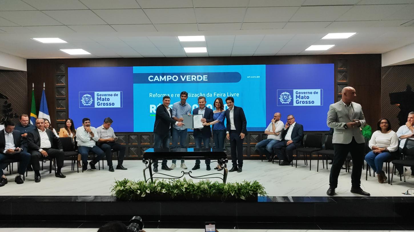 Prefeito de Campo Verde e Governador de MT assinam convênios para revitalização da Feira Livre