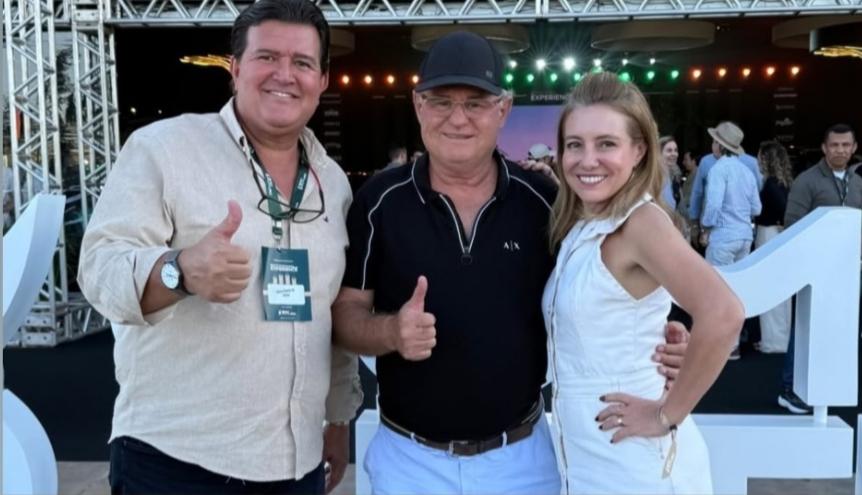 Flávia Moretti e primeiro-cavalheiro prestigiam aeroporto da Bom Futuro ao lado do rei da soja